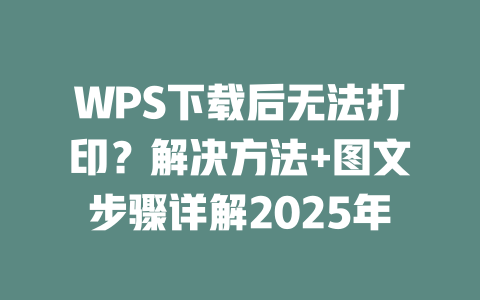 WPS下载后无法打印?解决方法+图文步骤详解2025年 二