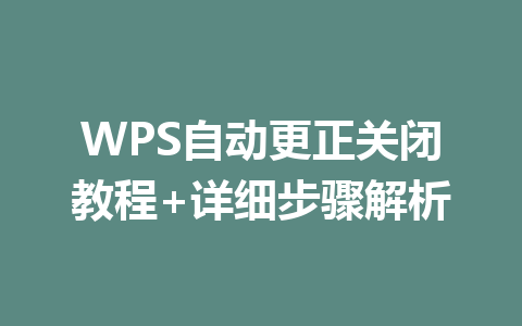 WPS自动更正关闭教程+详细步骤解析 二