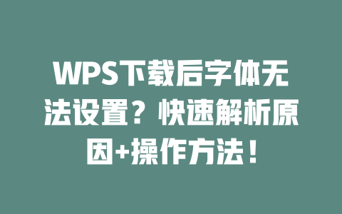 WPS下载后字体无法设置？快速解析原因+操作方法！ 二