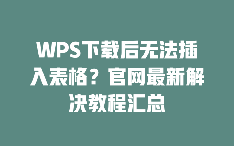 WPS下载后无法插入表格?官网最新解决教程汇总 二