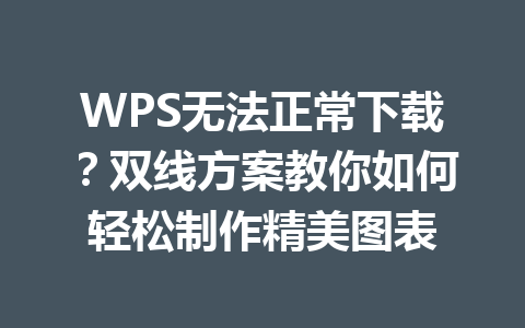 WPS无法正常下载？双线方案教你如何轻松制作精美图表 二