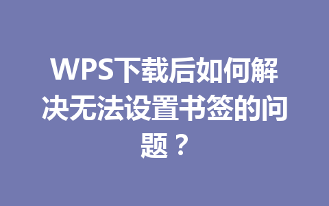 WPS下载后如何解决无法设置书签的问题？ 二